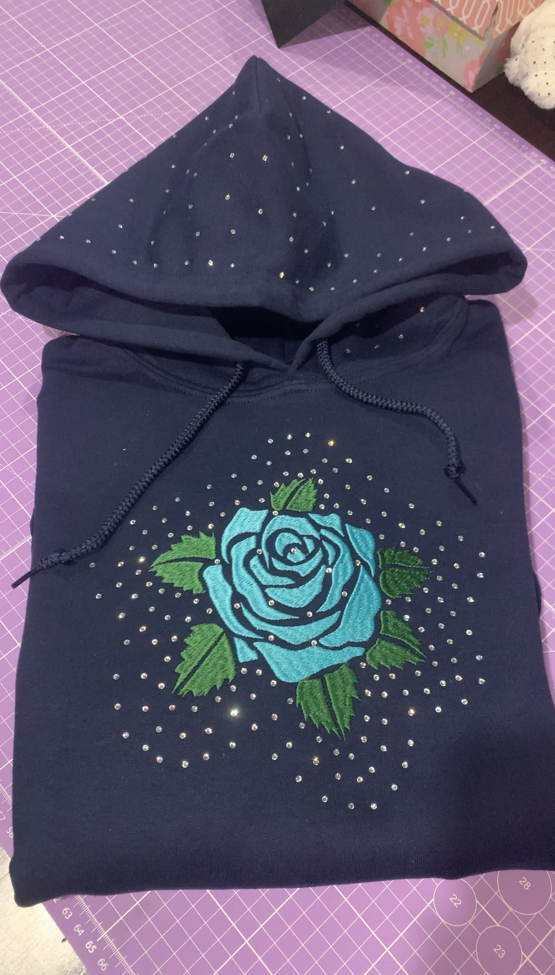 Rose Embroidered Hoodie- Unisex