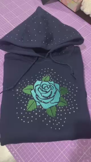 Rose Embroidered Hoodie- Unisex